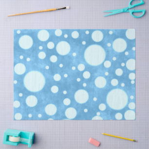 Blue Marble White Polka Dots Pattern Decoupage Tissue Paper