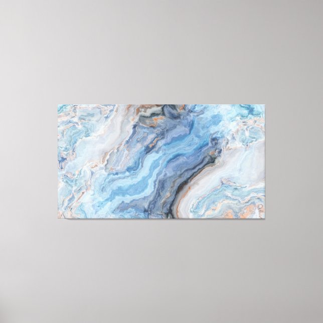 Blue Marble with Gold Black Pretty Decor (Front)