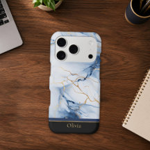 Blue Marble with Gold Personalised