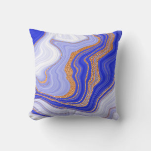 Blue marble with gold texture cushion