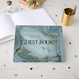 Blue Marble with Gold Vein Guest Book