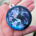 Blue Marble World Peace Standing Photo Sculpture<br><div class="desc">Digital creation of a blue-green peace symbol superimposed on planet Earth.
The sample photo was taken after I ordered this product on the keychain option. There are other styles available.</div>