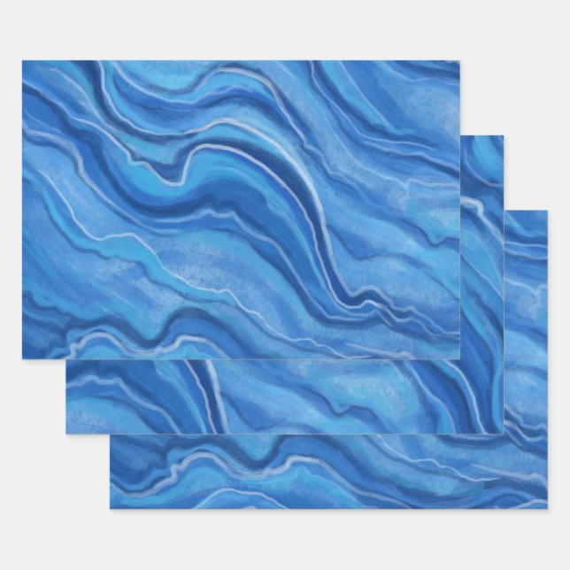 Blue Marble Wrapping Paper  (Set)