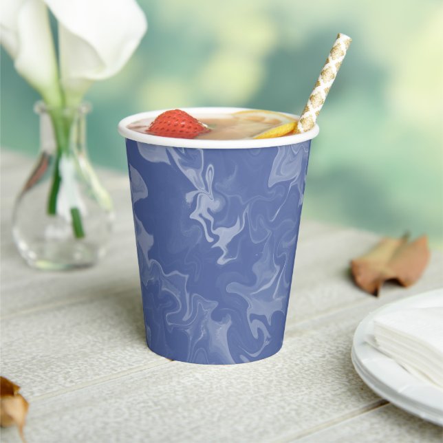 Blue Marbled Effect Paper Cases Cups (Insitu)