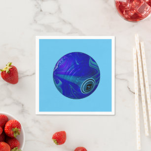 Blue Marbled Lawn Bowls, Paper Napkins