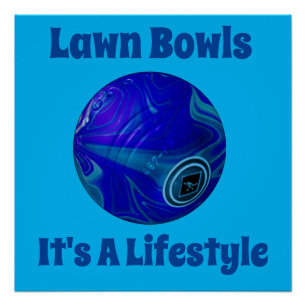 Blue Marbled Lawn Bowls, Poster