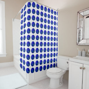 Blue Marbled Lawn Bowls, Shower Curtain