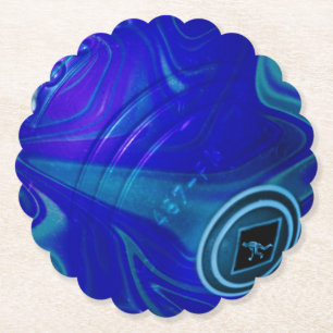 Blue Marbled Lawn Bowls, Sturdy Paper Coasters