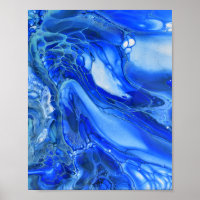 Blue Marbled Modern Fluid art