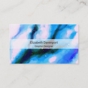 Blue Marbled Outer Space Abstract Background Business Card