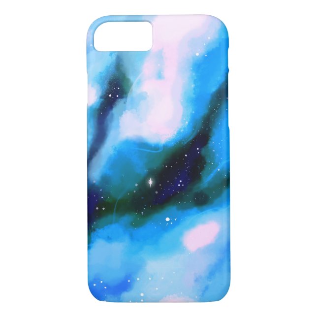 Blue Marbled Outer Space Abstract Background Case-Mate iPhone Case (Back)