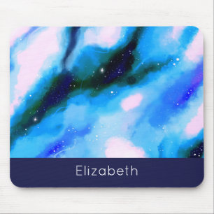 Blue Marbled Outer Space Abstract Background Mouse Mat