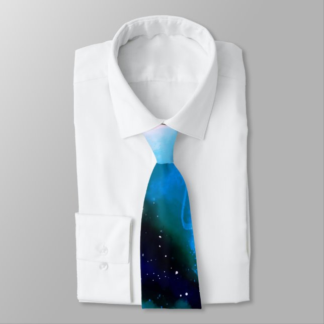 Blue Marbled Outer Space Abstract Background Tie (Tied)