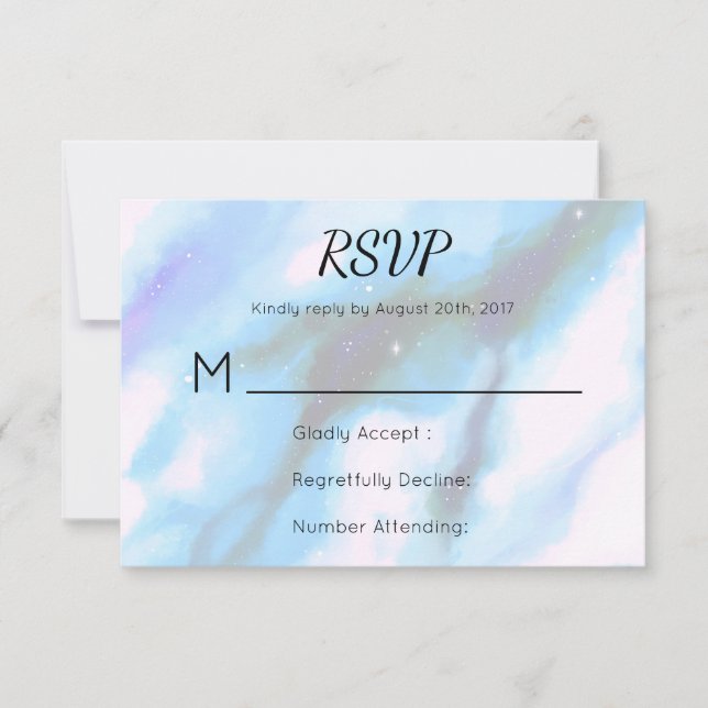 Blue Marbled Outer Space Abstract RSVP (Front)