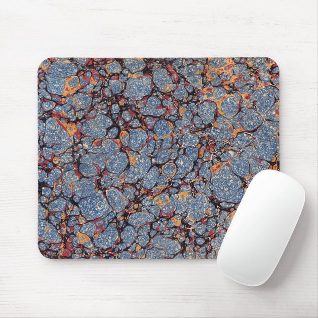 Blue Marbled Paper Pattern Mouse Mat (With Mouse)