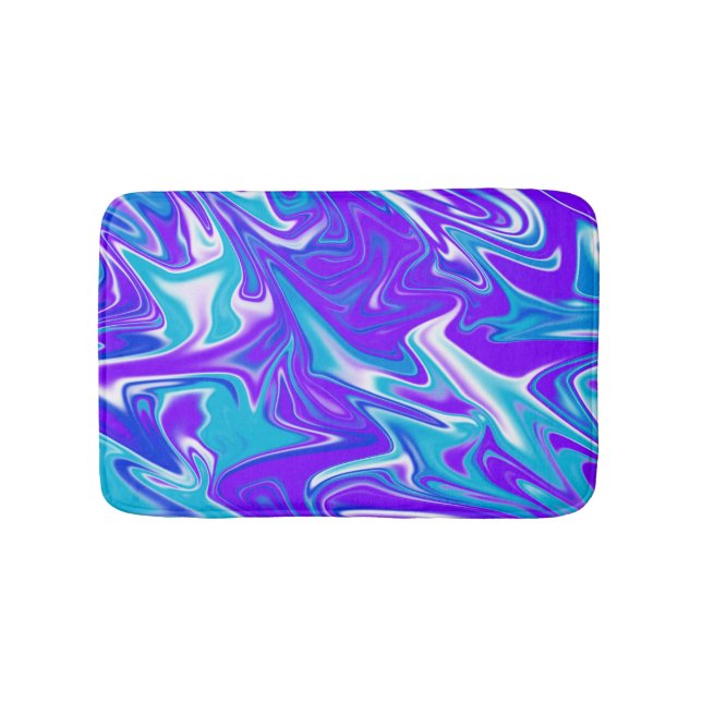 Blue Marbleised Sky, Small Memory Foam Bath Mat (Front)