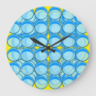 Blue Marbles  Large Clock
