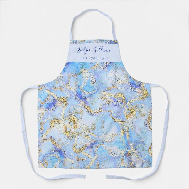 blue marbling beauty professional apron (Front)