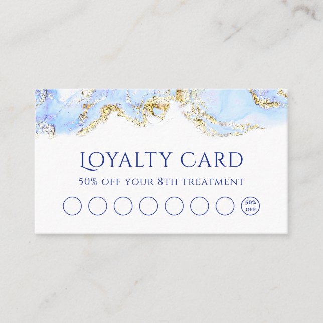 blue marbling design loyalty card (Front)