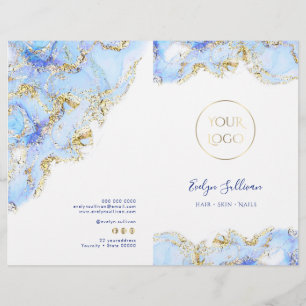 Blue marbling design service menu brochure