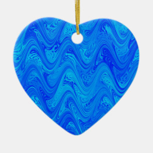 Blue Marbling Pattern Ceramic Tree Decoration