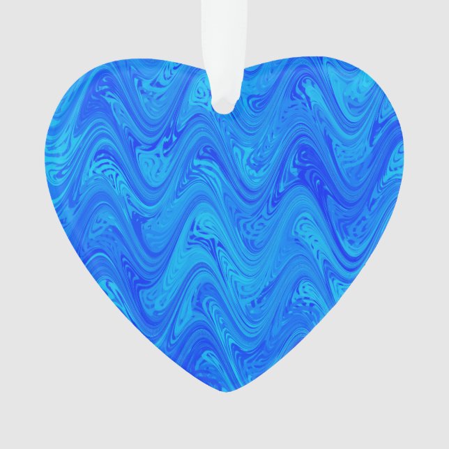 Blue Marbling Pattern Ornament (Front)