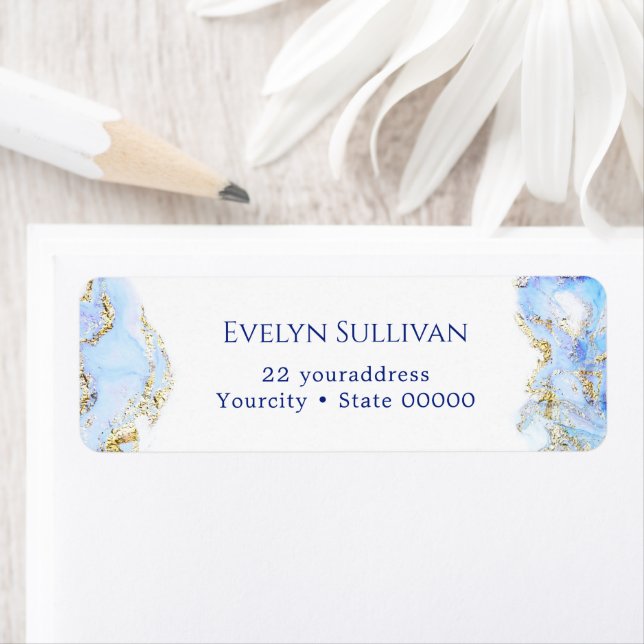 Blue marbling Return Address Label (Insitu)