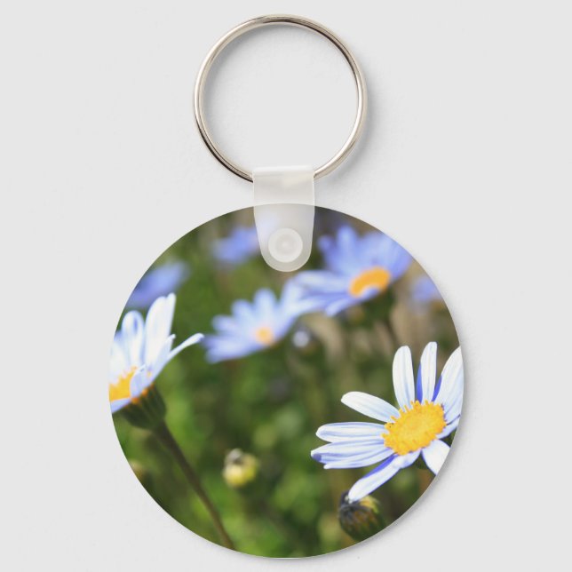 Blue Marguerite Flowers Keychain (Front)