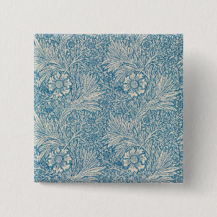 Blue Marigolds (by William Morris) 15 Cm Square Badge