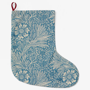 Blue Marigolds (by William Morris) Large Christmas Stocking