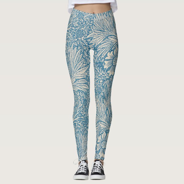 Blue Marigolds (by William Morris) Leggings (Front)