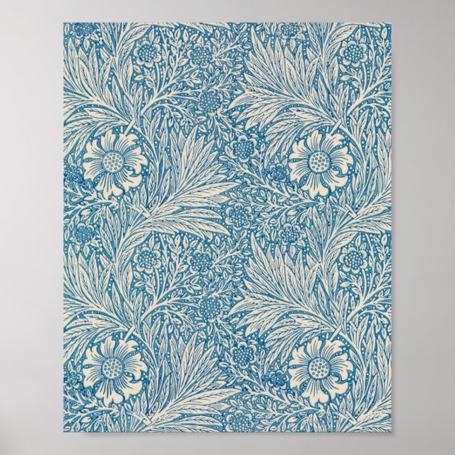 Blue Marigolds (by William Morris) Poster (Front)