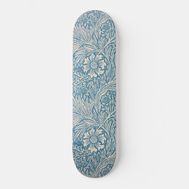 Blue Marigolds (by William Morris) Skateboard (Front)
