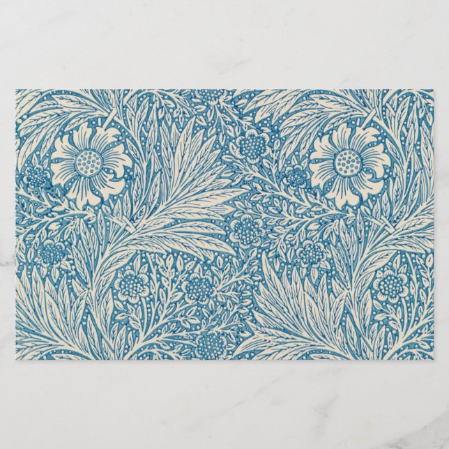 Blue Marigolds (by William Morris) Stationery (Front)