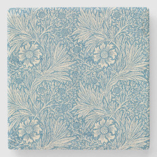 Blue Marigolds (by William Morris) Stone Coaster