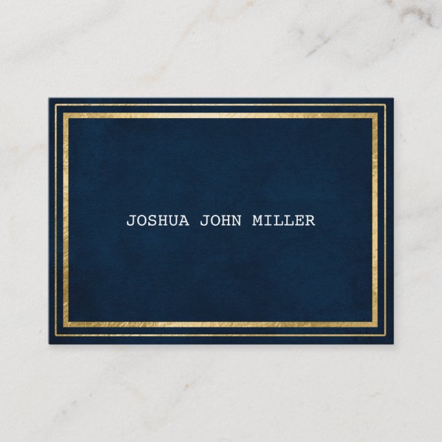 Blue Marine Golden Frame Velvet White Vip Business Card (Front)