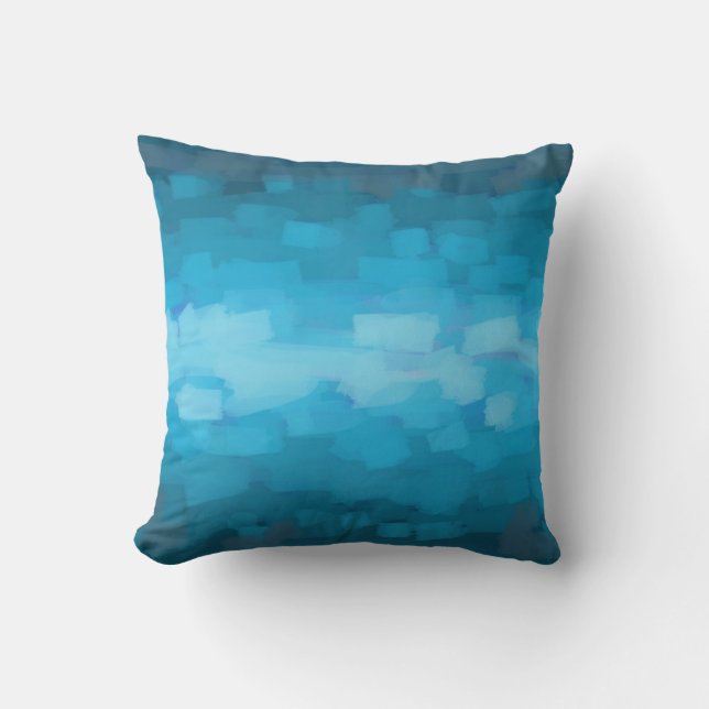 blue marine gradient painted pillow (Front)