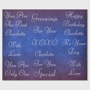 Blue Marine Grungy White Velvet Personalized Wrapping Paper