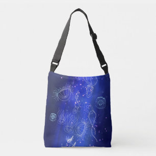 Blue Marine Underwater Jellyfish World Crossbody Bag