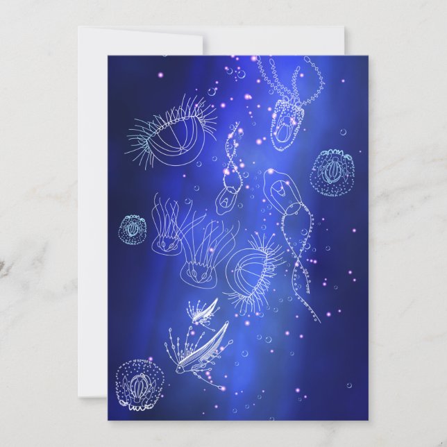 Blue Marine Underwater Jellyfish World Holiday Card (Front)