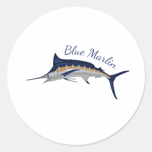 Blue Marlin Classic Round Sticker (Front)