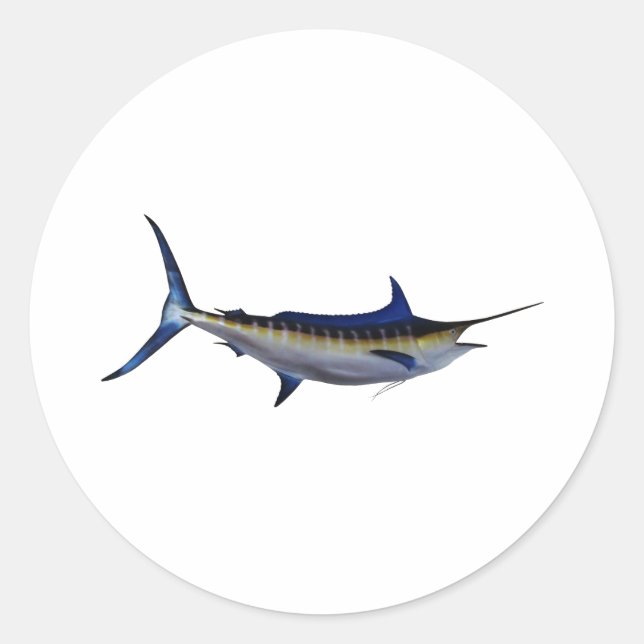 Blue Marlin Fish Classic Round Sticker (Front)