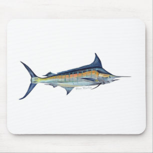 blue marlin fish painting mouse mat