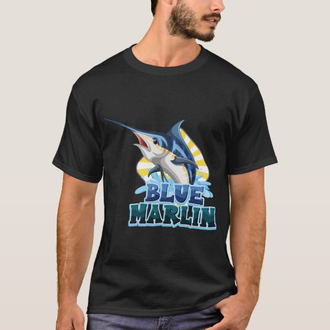 blue-marlin-fish-tshirt-with-carton-character T-Shirt (Front)