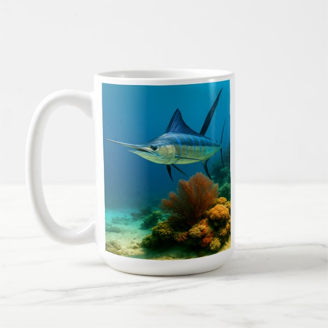 Blue Marlin Glide Coffee Mug (Left)