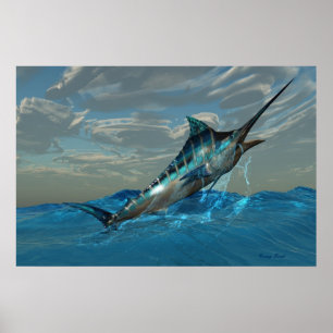 Blue Marlin Jump Print