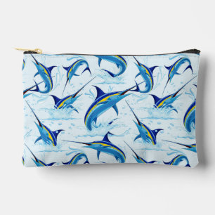 Blue Marlin Jumping out of Ocean Accessory Pouch