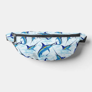 Blue Marlin Jumping out of Ocean Bum Bags