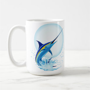 Blue Marlin Jumping out of Ocean Coffee Mug