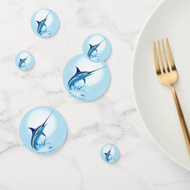 Blue Marlin Jumping out of Ocean Confetti (Group)